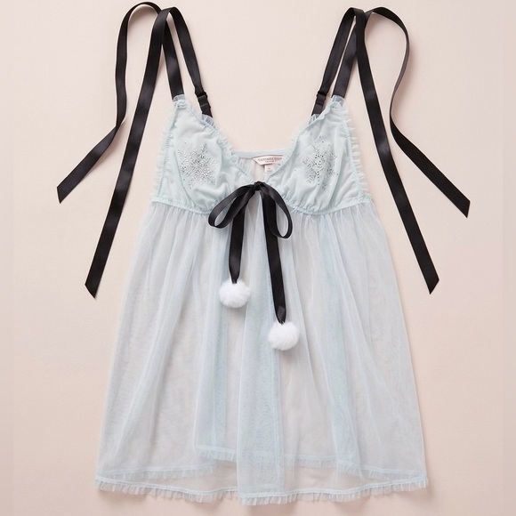 Victoria's Secret Other - Victoria's Secret Snowflake Embellished Mesh Babydoll